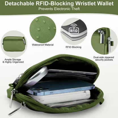 3-in-1 Clip and Go Strap for Phone with Wallet Crossbody, Detachable Zippered RFID Wristlet Wallet，Adjustable Anti-Theft Phone Lanyard for Women | Hands-Free for Daily Errands & Travel (Black)