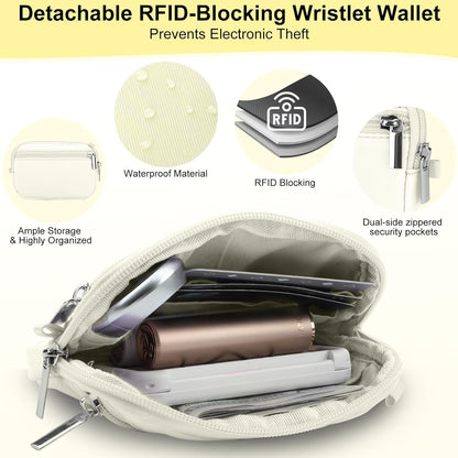 3-in-1 Clip and Go Strap for Phone with Wallet Crossbody, Detachable Zippered RFID Wristlet Wallet，Adjustable Anti-Theft Phone Lanyard for Women | Hands-Free for Daily Errands & Travel (Black)
