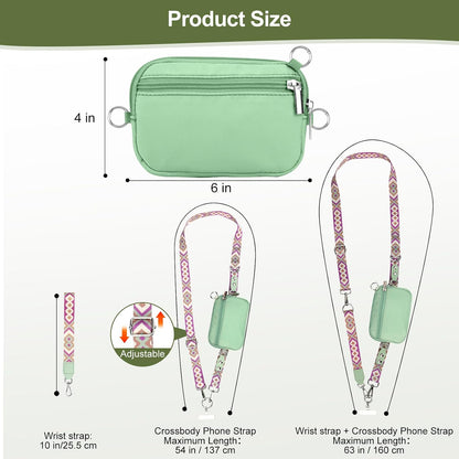 3-in-1 Clip and Go Strap for Phone with Wallet Crossbody, Detachable Zippered RFID Wristlet Wallet，Adjustable Anti-Theft Phone Lanyard for Women | Hands-Free for Daily Errands & Travel (Black)
