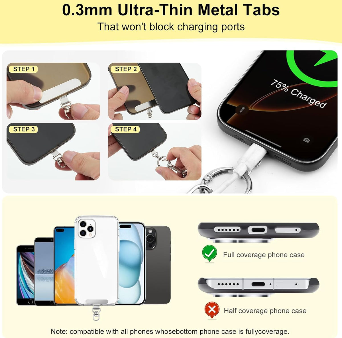 3-in-1 Clip and Go Strap for Phone with Wallet Crossbody, Detachable Zippered RFID Wristlet Wallet，Adjustable Anti-Theft Phone Lanyard for Women | Hands-Free for Daily Errands & Travel (Black)