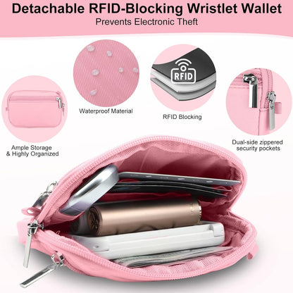 3-in-1 Clip and Go Strap for Phone with Wallet Crossbody, Detachable Zippered RFID Wristlet Wallet，Adjustable Anti-Theft Phone Lanyard for Women | Hands-Free for Daily Errands & Travel (Black)