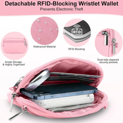 3-in-1 Clip and Go Strap for Phone with Wallet Crossbody, Detachable Zippered RFID Wristlet Wallet，Adjustable Anti-Theft Phone Lanyard for Women | Hands-Free for Daily Errands & Travel (Black)