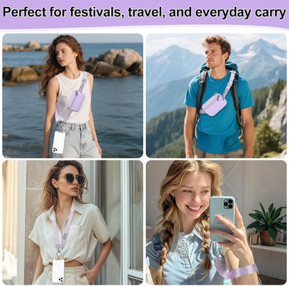 3-in-1 Clip and Go Strap for Phone with Wallet Crossbody, Detachable Zippered RFID Wristlet Wallet，Adjustable Anti-Theft Phone Lanyard for Women | Hands-Free for Daily Errands & Travel (Black)