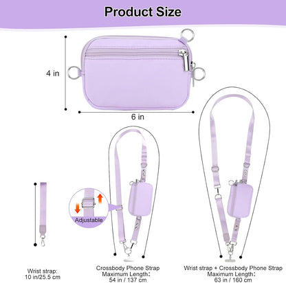 3-in-1 Clip and Go Strap for Phone with Wallet Crossbody, Detachable Zippered RFID Wristlet Wallet，Adjustable Anti-Theft Phone Lanyard for Women | Hands-Free for Daily Errands & Travel (Black)