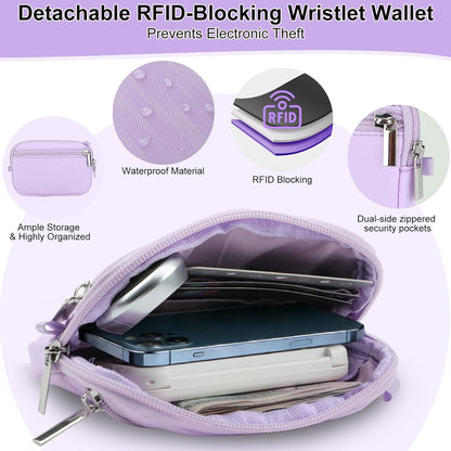 3-in-1 Clip and Go Strap for Phone with Wallet Crossbody, Detachable Zippered RFID Wristlet Wallet，Adjustable Anti-Theft Phone Lanyard for Women | Hands-Free for Daily Errands & Travel (Black)