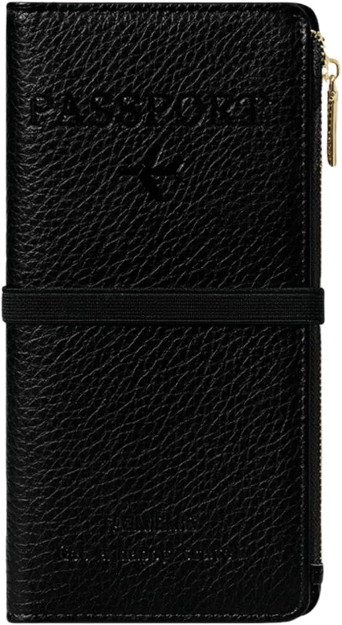 RFID-Blocking Leather Travel Wallet & Passport Holder with Zipper Pocket, Card Slots, and Phone Compartment – Waterproof Travel Organizer for Women & Men. TG-1 (Pink)