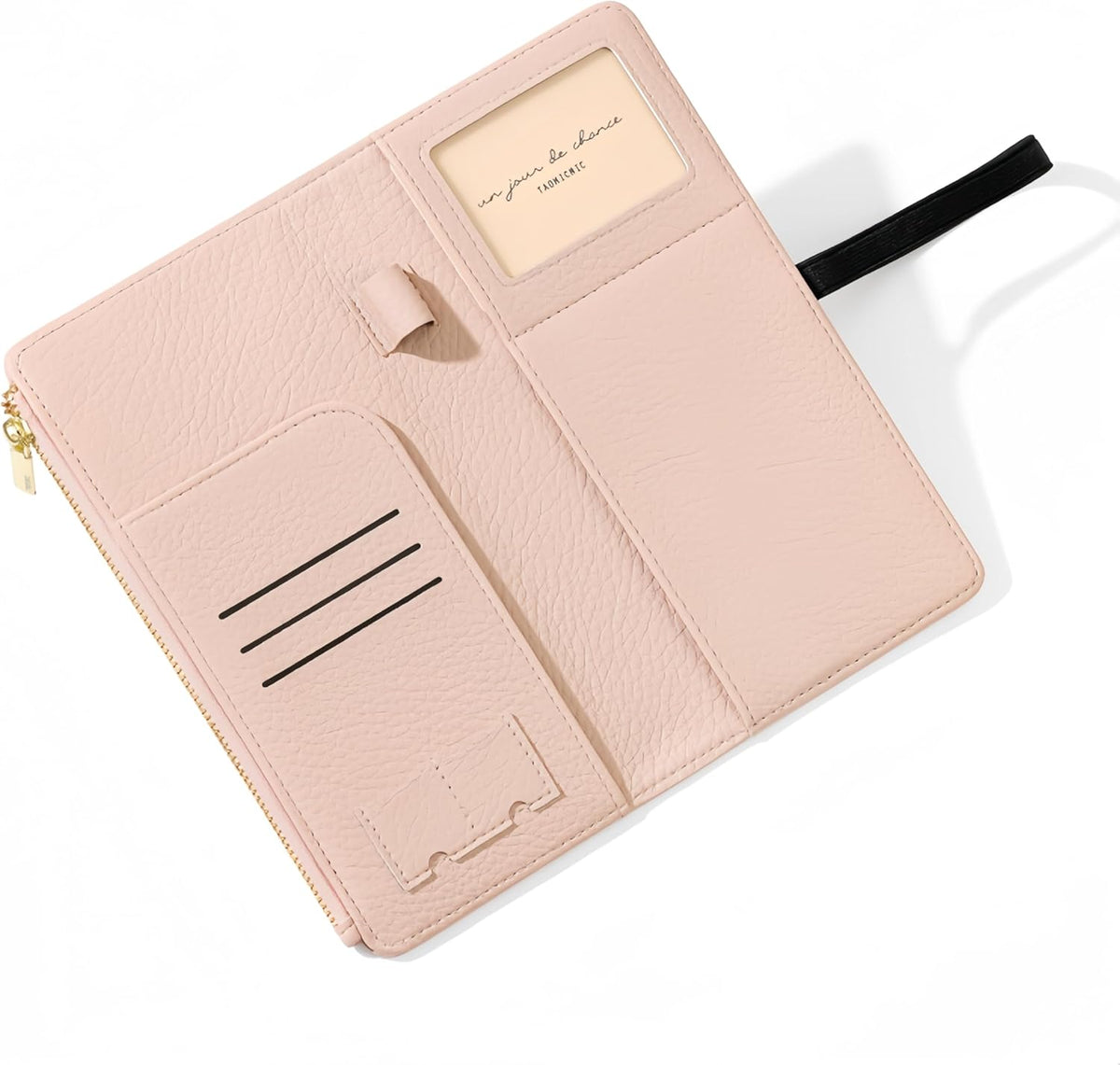 RFID-Blocking Leather Travel Wallet & Passport Holder with Zipper Pocket, Card Slots, and Phone Compartment – Waterproof Travel Organizer for Women & Men. TG-1 (Pink)