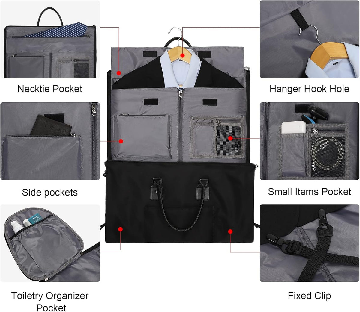 Convertible Garment Duffel Bag, 2-in-1 Hanging Suitcase for Travel | Eco-friendly garment bag converts hanging to duffel, Waterproof & wrinkle-resistant, Great for weekend or business travel.
