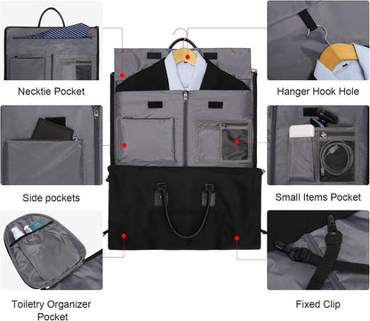Convertible Garment Duffel Bag, 2-in-1 Hanging Suitcase for Travel | Eco-friendly garment bag converts hanging to duffel, Waterproof & wrinkle-resistant, Great for weekend or business travel.