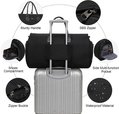 Convertible Garment Duffel Bag, 2-in-1 Hanging Suitcase for Travel | Eco-friendly garment bag converts hanging to duffel, Waterproof & wrinkle-resistant, Great for weekend or business travel.