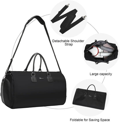 Convertible Garment Duffel Bag, 2-in-1 Hanging Suitcase for Travel | Eco-friendly garment bag converts hanging to duffel, Waterproof & wrinkle-resistant, Great for weekend or business travel.