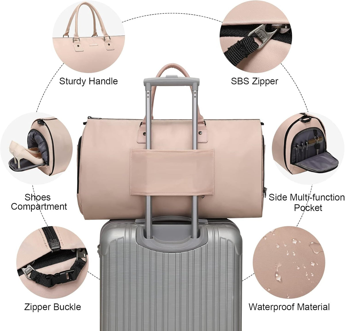 Convertible Garment Duffel Bag, 2-in-1 Hanging Suitcase for Travel | Eco-friendly garment bag converts hanging to duffel, Waterproof & wrinkle-resistant, Great for weekend or business travel.
