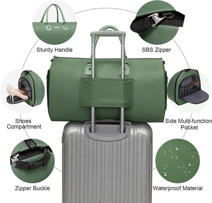Convertible Garment Duffel Bag, 2-in-1 Hanging Suitcase for Travel | Eco-friendly garment bag converts hanging to duffel, Waterproof & wrinkle-resistant, Great for weekend or business travel.