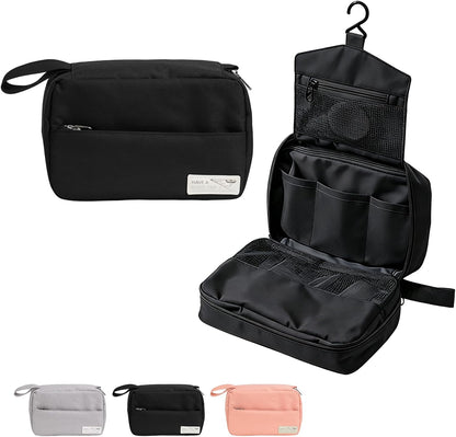 Travel Toiletry Bag with Hanging Hook Water-Resistant Cosmetic Case Makeup Bag Portable, Travel-Sized Container for Men, Silver Gray
