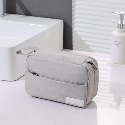 Travel Toiletry Bag with Hanging Hook Water-Resistant Cosmetic Case Makeup Bag Portable, Travel-Sized Container for Men, Silver Gray