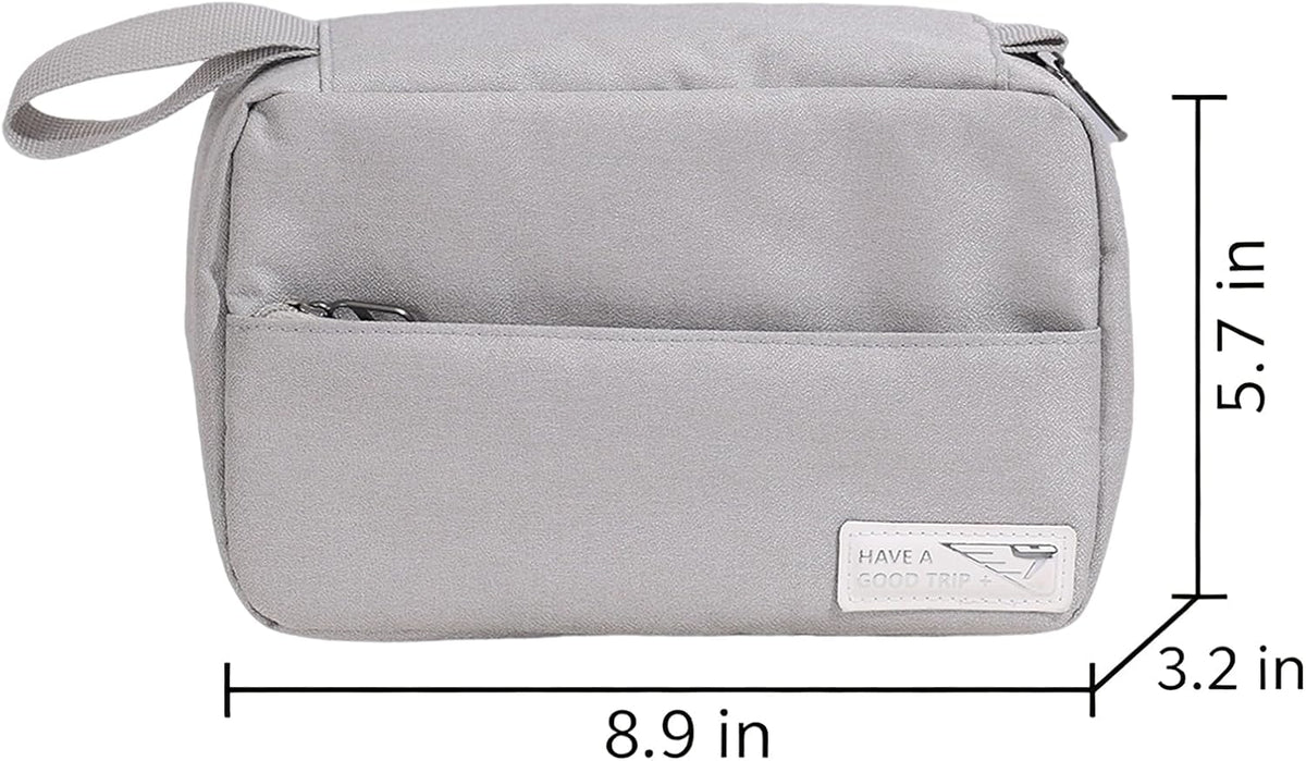 Travel Toiletry Bag with Hanging Hook Water-Resistant Cosmetic Case Makeup Bag Portable, Travel-Sized Container for Men, Silver Gray