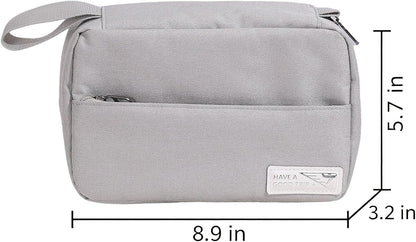 Travel Toiletry Bag with Hanging Hook Water-Resistant Cosmetic Case Makeup Bag Portable, Travel-Sized Container for Men, Silver Gray