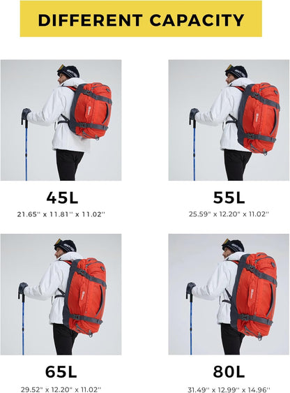 Convertible Duffel Backpack Weekender Gym Bag with Shoe Compartment | Available in 45L, 55L, 65L, 80L Multiple Capacities