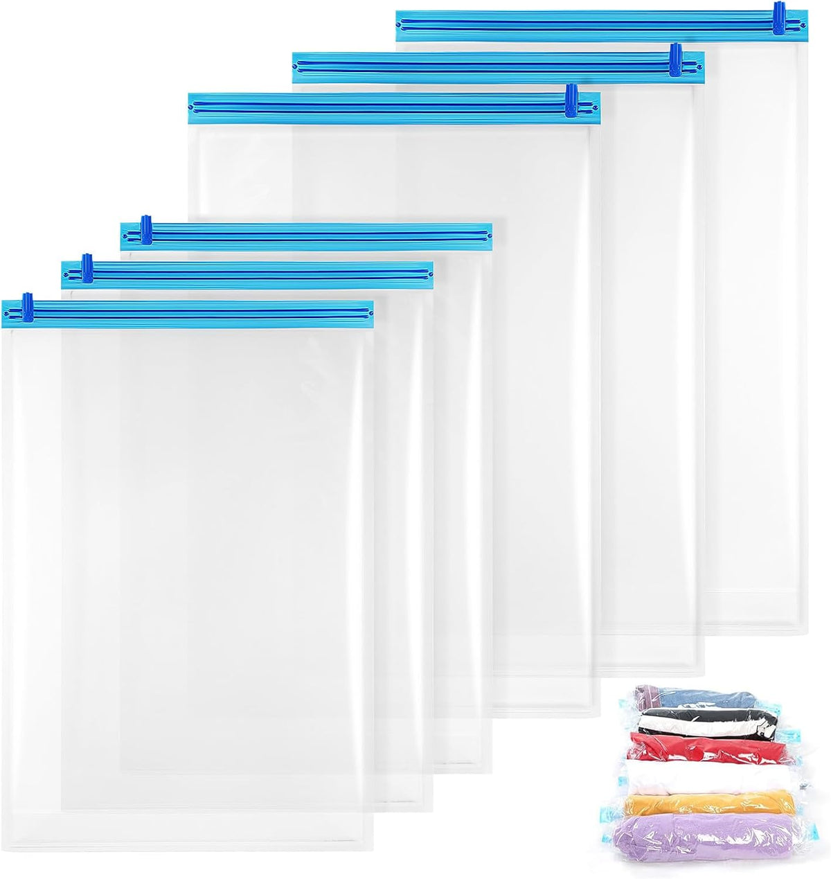 12pcs Vacuum Compression Travel Bags, Space Saver Packing Organizers, Roll-up Travel Storage Bags with Multi-size (40x60cm 50x70cm) for Suitcase and Clothing