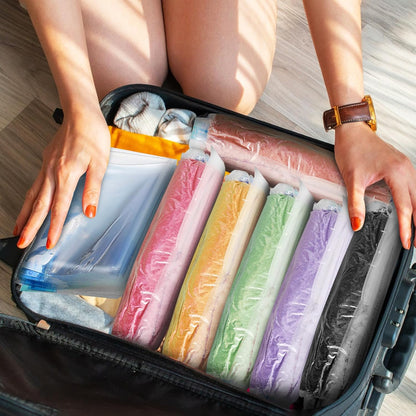 12pcs Vacuum Compression Travel Bags, Space Saver Packing Organizers, Roll-up Travel Storage Bags with Multi-size (40x60cm 50x70cm) for Suitcase and Clothing