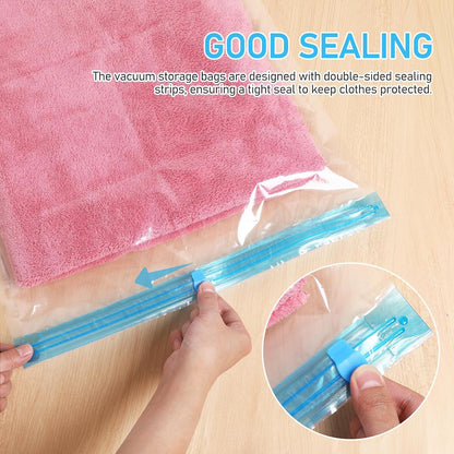 12pcs Vacuum Compression Travel Bags, Space Saver Packing Organizers, Roll-up Travel Storage Bags with Multi-size (40x60cm 50x70cm) for Suitcase and Clothing