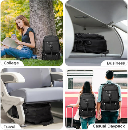 17.3 Inch gym backpack with Shoe Compartment,60L Water Resistant Anti Theft Backpacks with USB Charging Port, Airline Approved Carry on Bag Multiple Compartments,for Men Women Travel