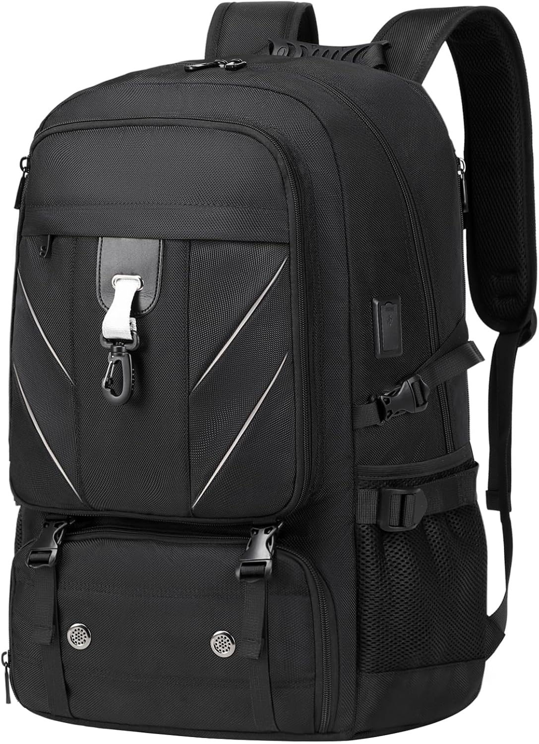 17.3 Inch gym backpack with Shoe Compartment,60L Water Resistant Anti Theft Backpacks with USB Charging Port, Airline Approved Carry on Bag Multiple Compartments,for Men Women Travel