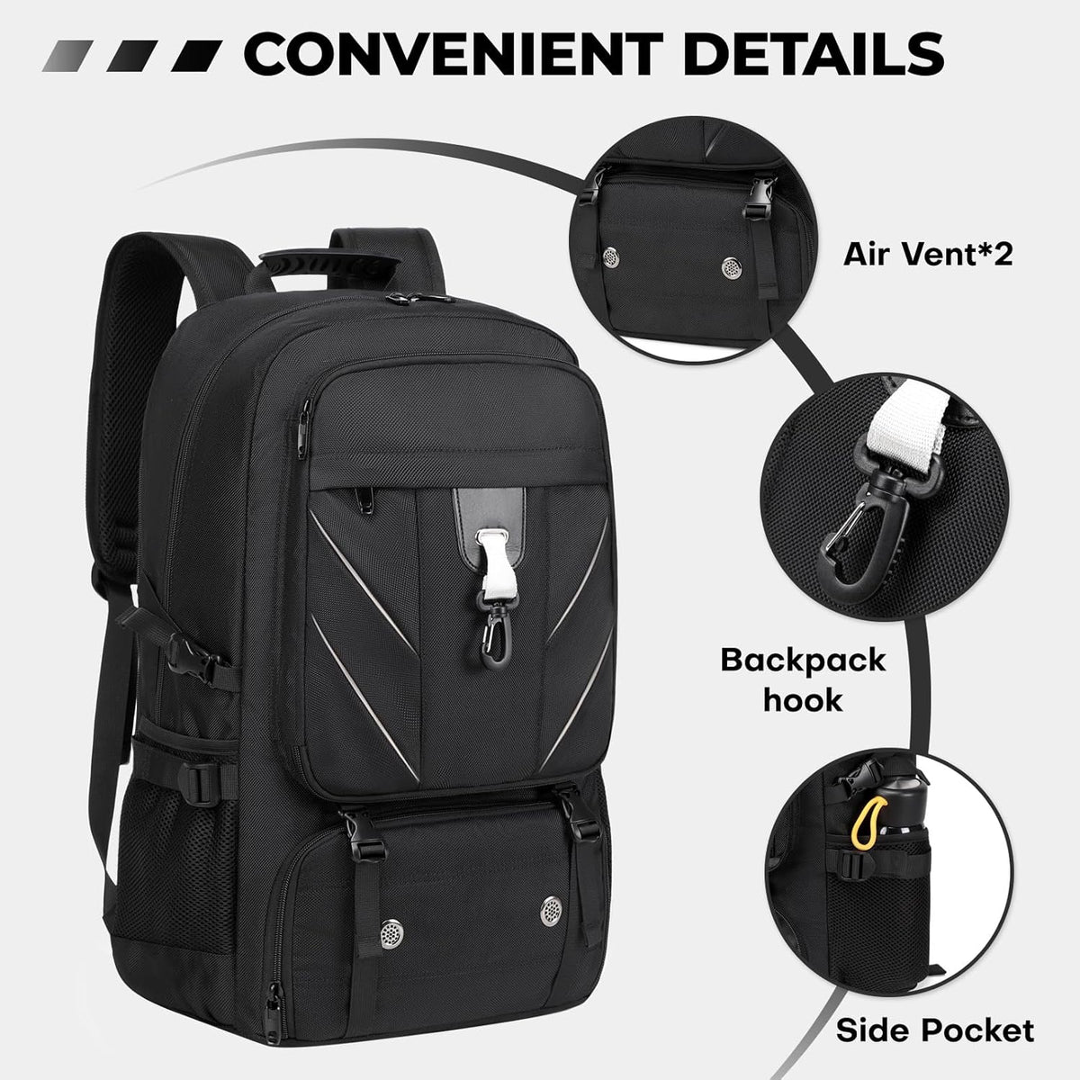 17.3 Inch gym backpack with Shoe Compartment,60L Water Resistant Anti Theft Backpacks with USB Charging Port, Airline Approved Carry on Bag Multiple Compartments,for Men Women Travel