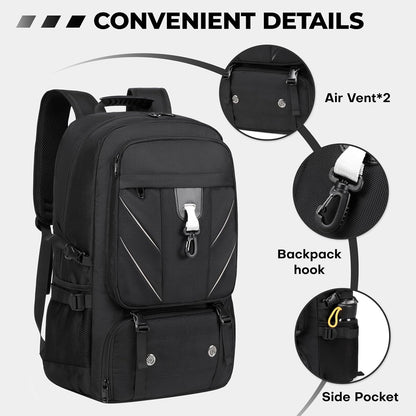 17.3 Inch gym backpack with Shoe Compartment,60L Water Resistant Anti Theft Backpacks with USB Charging Port, Airline Approved Carry on Bag Multiple Compartments,for Men Women Travel