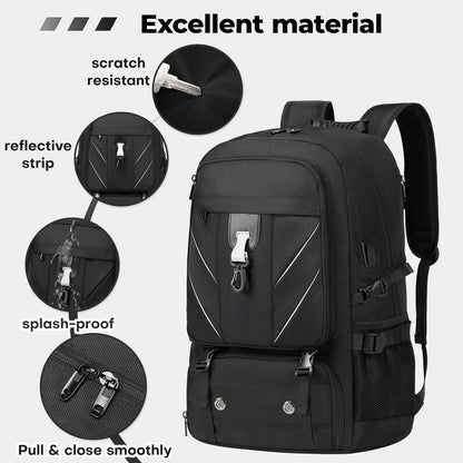 17.3 Inch gym backpack with Shoe Compartment,60L Water Resistant Anti Theft Backpacks with USB Charging Port, Airline Approved Carry on Bag Multiple Compartments,for Men Women Travel