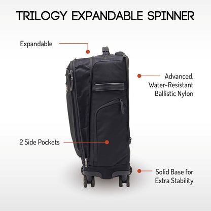 Trilogy Expandable Spinner (Black): Fits under-seat on most airplanes. Two convenient side pockets! Expandable, with solid base for strength and stability. 4-wheel design glides through airports!