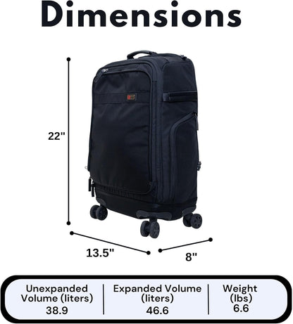 Trilogy Expandable Spinner (Black): Fits under-seat on most airplanes. Two convenient side pockets! Expandable, with solid base for strength and stability. 4-wheel design glides through airports!