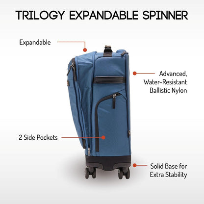 Trilogy Expandable Spinner (Black): Fits under-seat on most airplanes. Two convenient side pockets! Expandable, with solid base for strength and stability. 4-wheel design glides through airports!