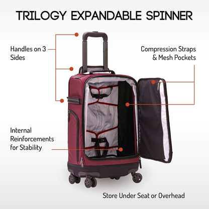 Trilogy Expandable Spinner (Black): Fits under-seat on most airplanes. Two convenient side pockets! Expandable, with solid base for strength and stability. 4-wheel design glides through airports!