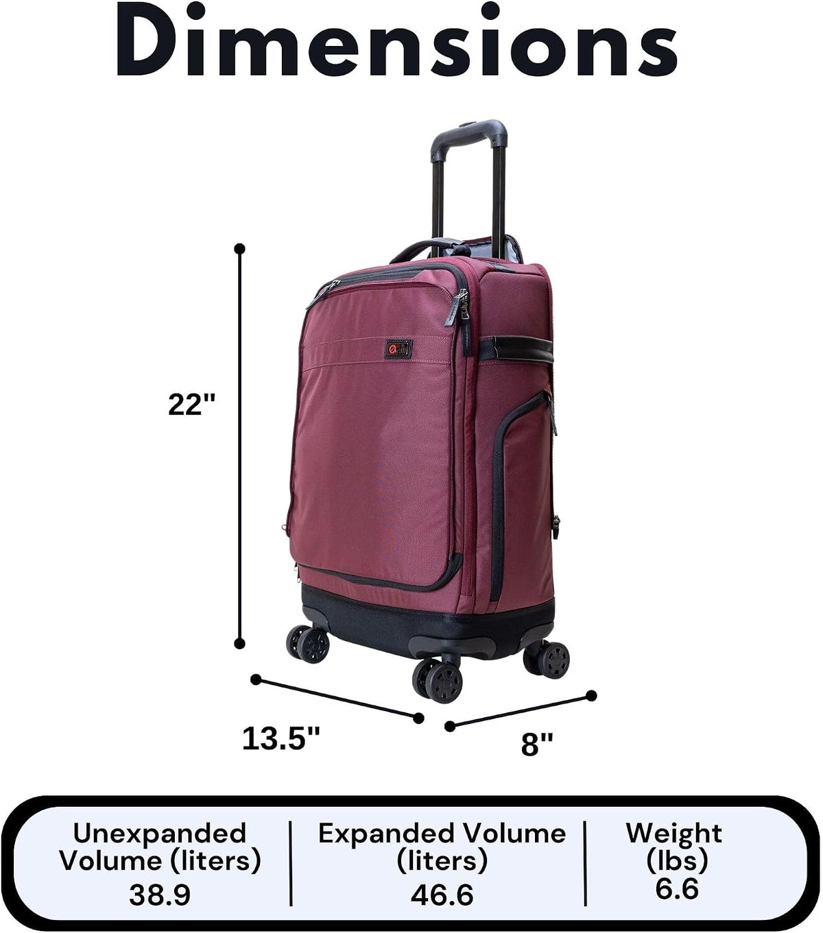 Trilogy Expandable Spinner (Black): Fits under-seat on most airplanes. Two convenient side pockets! Expandable, with solid base for strength and stability. 4-wheel design glides through airports!