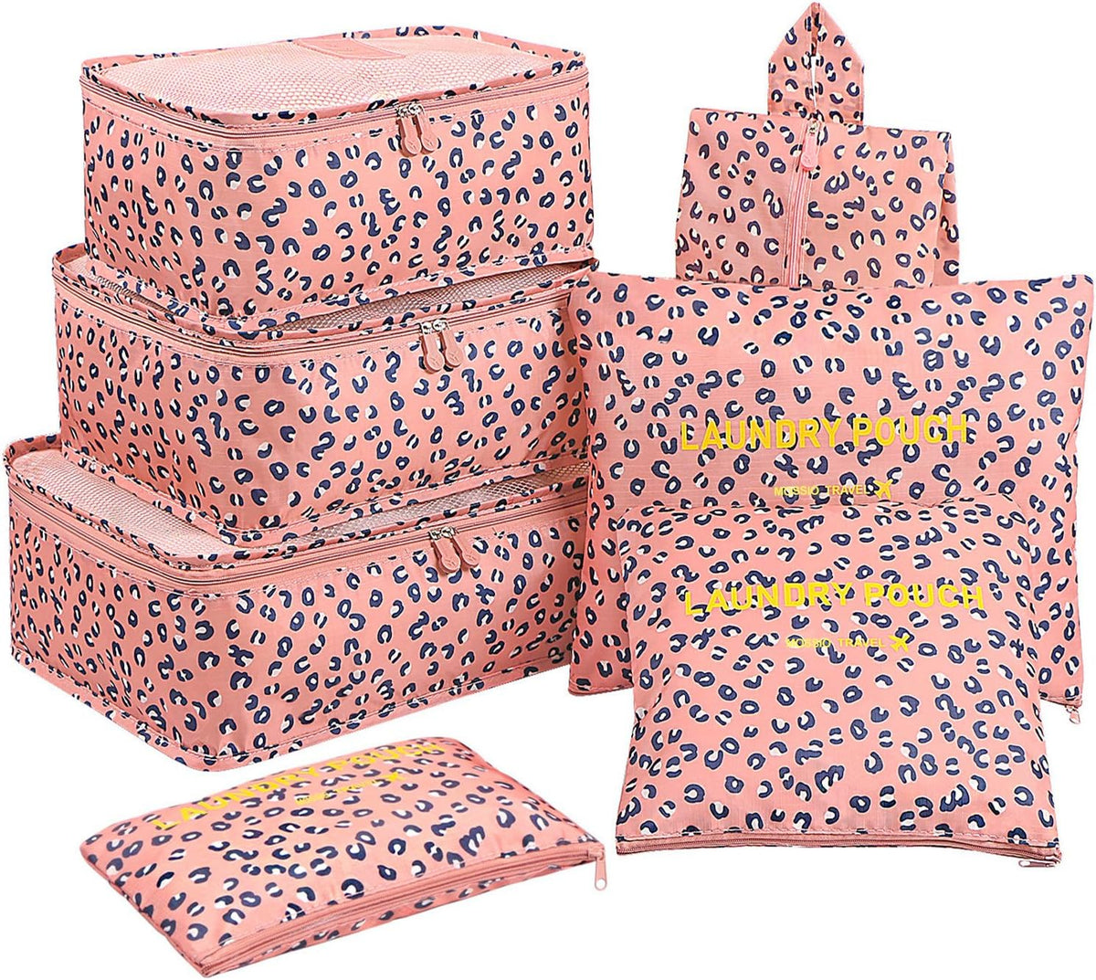 7 Set Packing Cubes with Shoe Bag - Travel Carry On Luggage Organizer