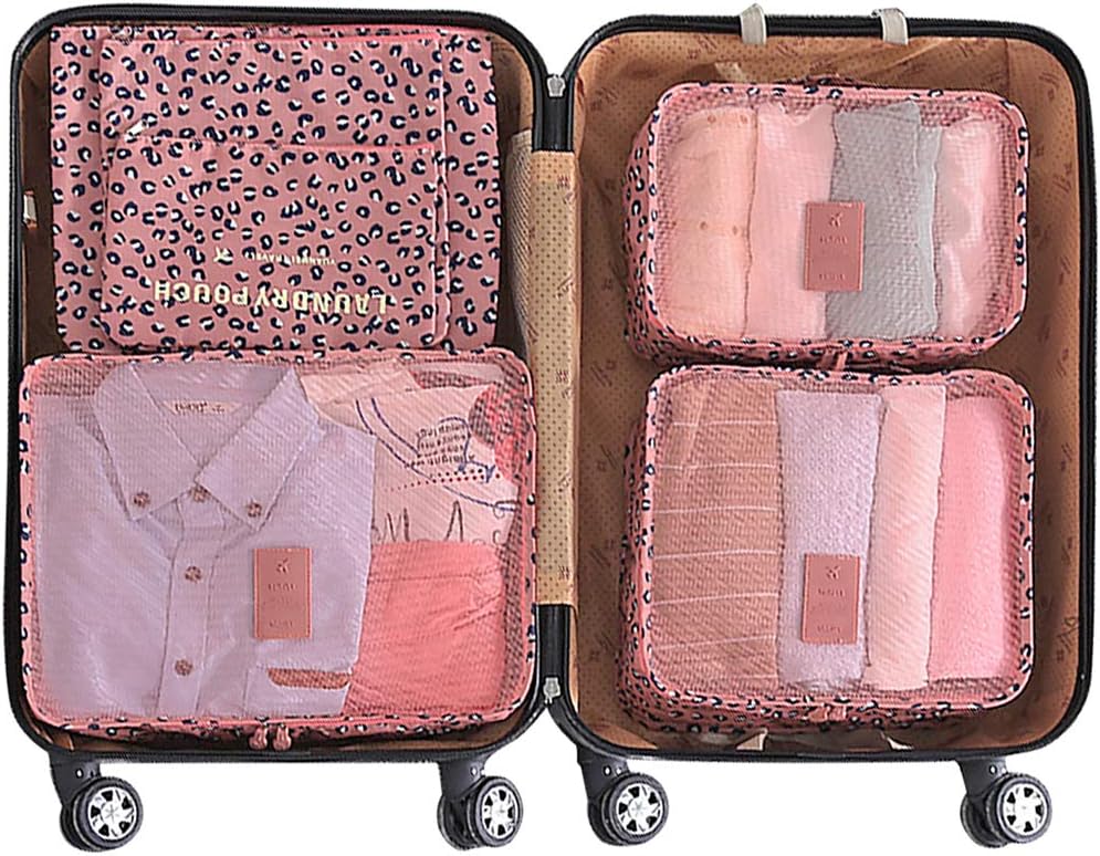 7 Set Packing Cubes with Shoe Bag - Travel Carry On Luggage Organizer