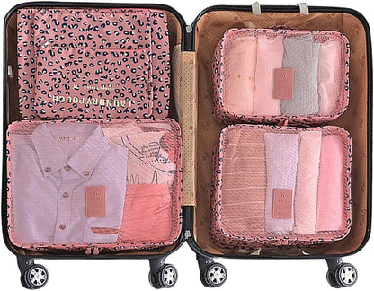 7 Set Packing Cubes with Shoe Bag - Travel Carry On Luggage Organizer