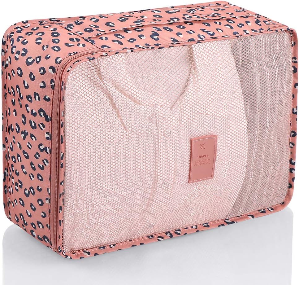 7 Set Packing Cubes with Shoe Bag - Travel Carry On Luggage Organizer