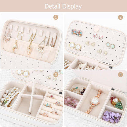 Small Travel Jewelry Box with Double Zipper, 2 Layers PU Portable Jewelry Case for Women and Girls,Travel Jewelry Organizer for Rings, Earrings, Necklaces, Bracelets,Black