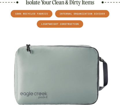 Pack-It Isolate Clean/Dirty Packing Cube - Dual Compartment Packing Cubes for Optimizing Luggage Space - Lightweight - Recycled Fabric - Washable - Medium - Blue Dawn