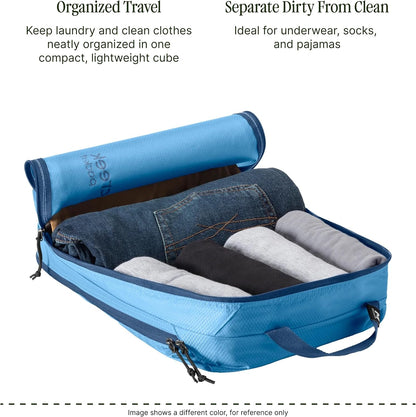 Pack-It Isolate Clean/Dirty Packing Cube - Dual Compartment Packing Cubes for Optimizing Luggage Space - Lightweight - Recycled Fabric - Washable - Medium - Blue Dawn