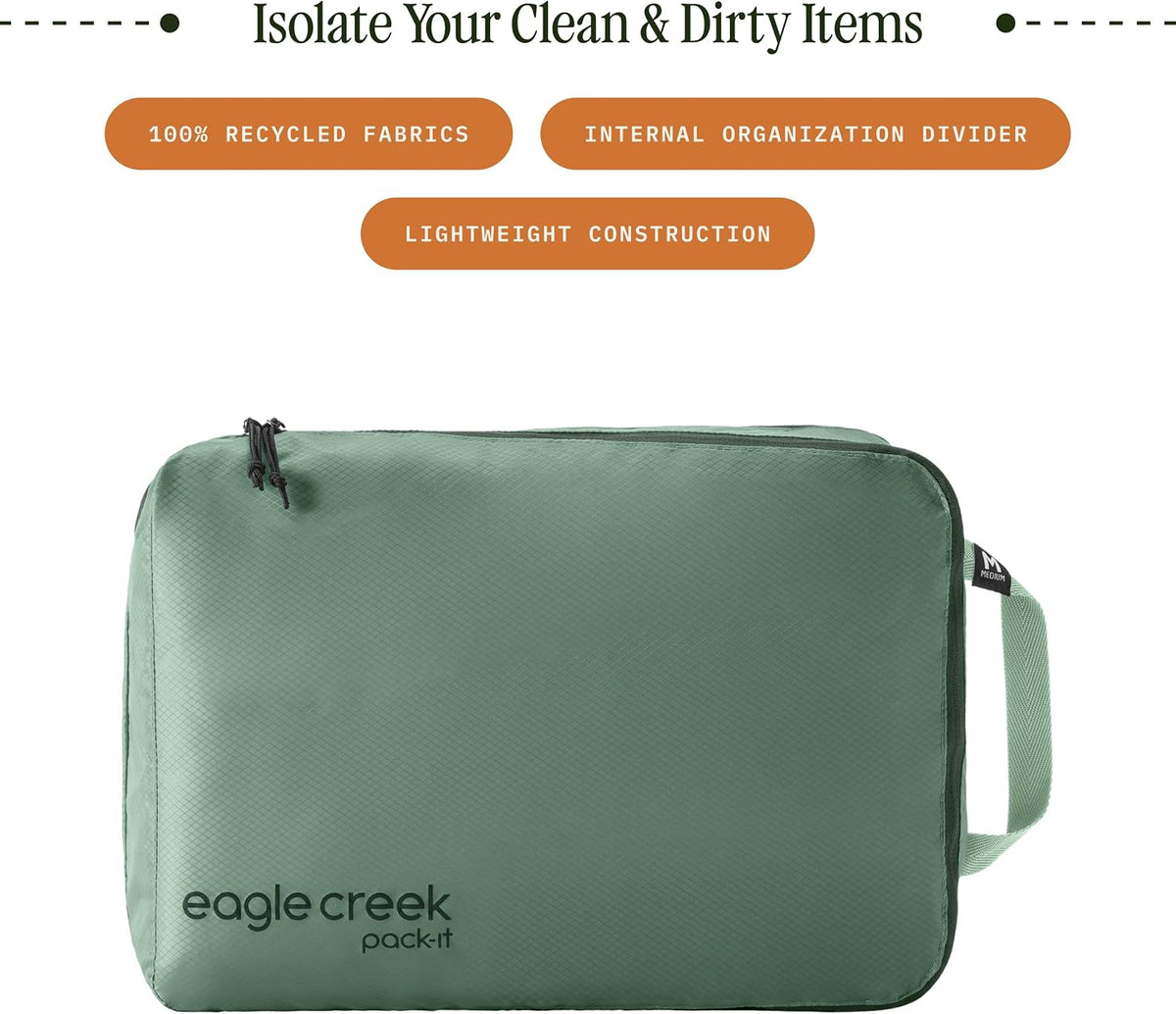 Pack-It Isolate Clean/Dirty Packing Cube - Dual Compartment Packing Cubes for Optimizing Luggage Space - Lightweight - Recycled Fabric - Washable - Medium - Blue Dawn