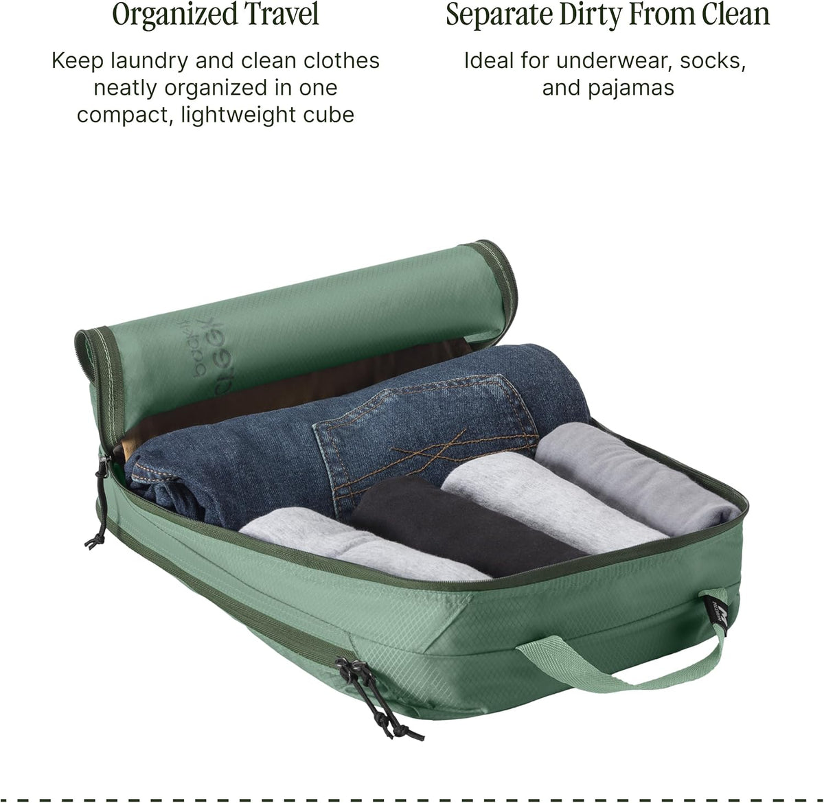 Pack-It Isolate Clean/Dirty Packing Cube - Dual Compartment Packing Cubes for Optimizing Luggage Space - Lightweight - Recycled Fabric - Washable - Medium - Blue Dawn