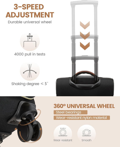 Underseat Carry On Luggage With Wheels, 16 Inch Softside Underseat Luggage Spinner, 18x14x8 inches Travel Bag With TSA Lock, Water-Resistant Lightwhight Personal Item for Travel
