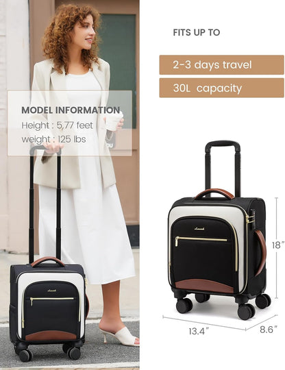 Underseat Carry On Luggage With Wheels, 16 Inch Softside Underseat Luggage Spinner, 18x14x8 inches Travel Bag With TSA Lock, Water-Resistant Lightwhight Personal Item for Travel