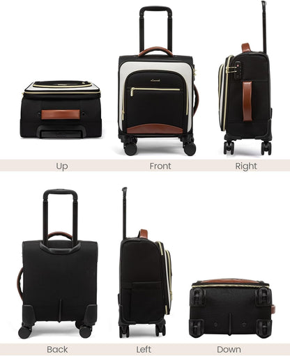 Underseat Carry On Luggage With Wheels, 16 Inch Softside Underseat Luggage Spinner, 18x14x8 inches Travel Bag With TSA Lock, Water-Resistant Lightwhight Personal Item for Travel