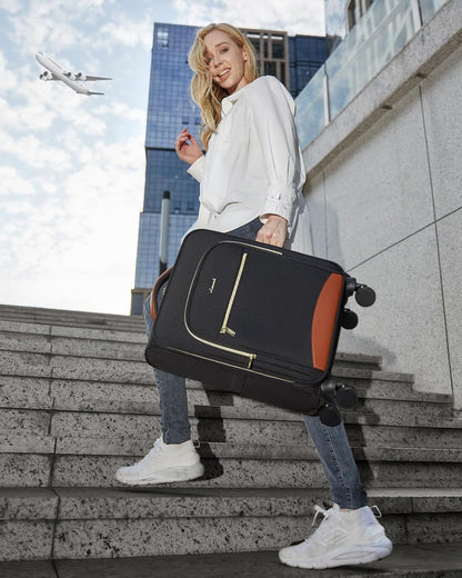 Underseat Carry On Luggage With Wheels, 16 Inch Softside Underseat Luggage Spinner, 18x14x8 inches Travel Bag With TSA Lock, Water-Resistant Lightwhight Personal Item for Travel