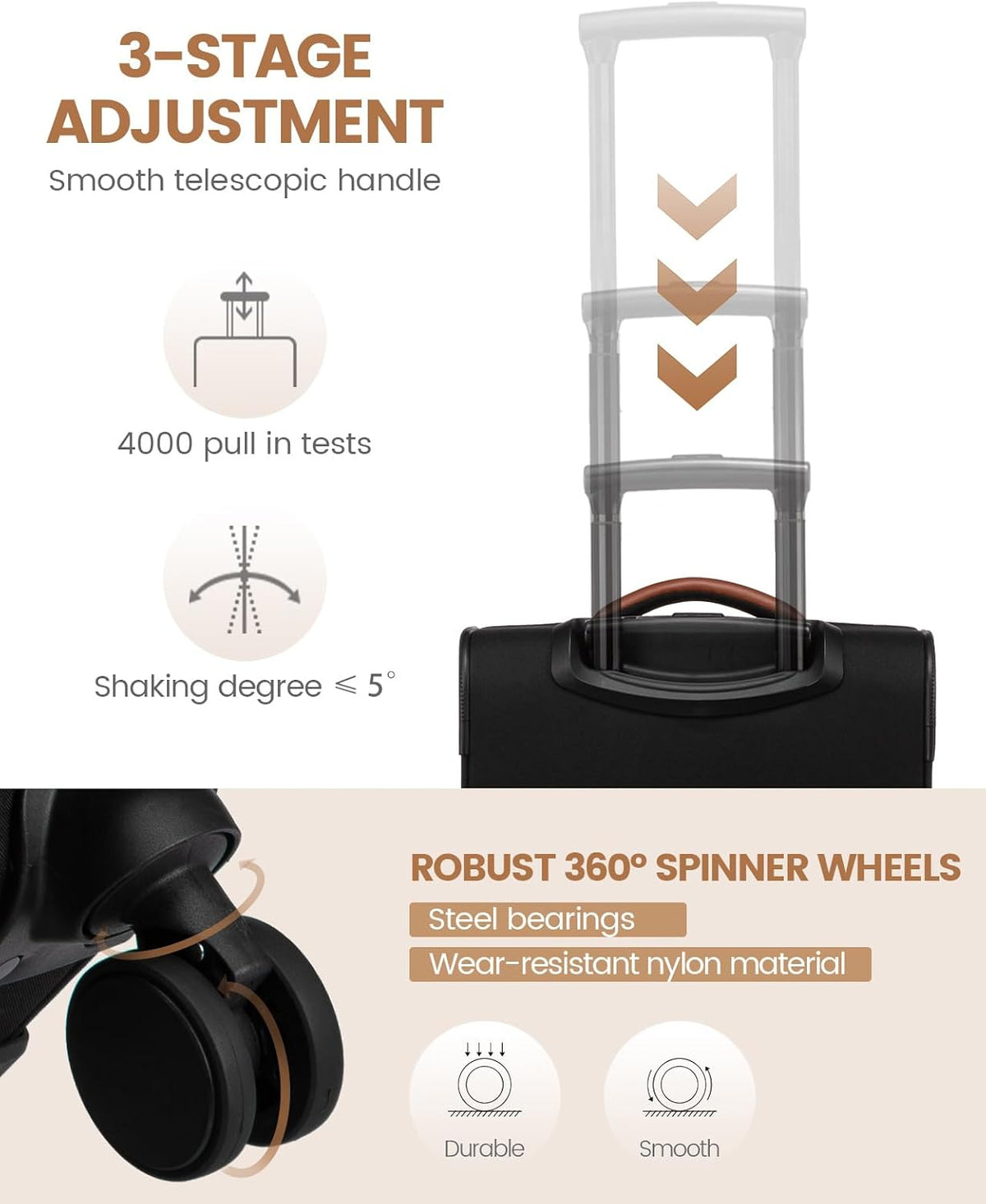 Underseat Carry On Luggage With Wheels, 16 Inch Softside Underseat Luggage Spinner, 18x14x8 inches Travel Bag With TSA Lock, Water-Resistant Lightwhight Personal Item for Travel