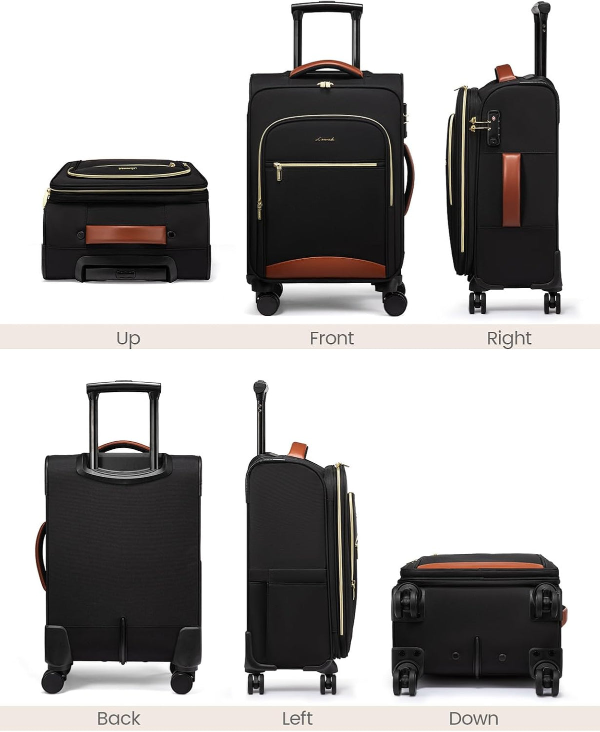 Underseat Carry On Luggage With Wheels, 16 Inch Softside Underseat Luggage Spinner, 18x14x8 inches Travel Bag With TSA Lock, Water-Resistant Lightwhight Personal Item for Travel